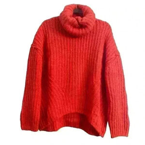 LITA by Ciara Alpaca Blend Turtleneck Sweater in Fiery Red, Size M
